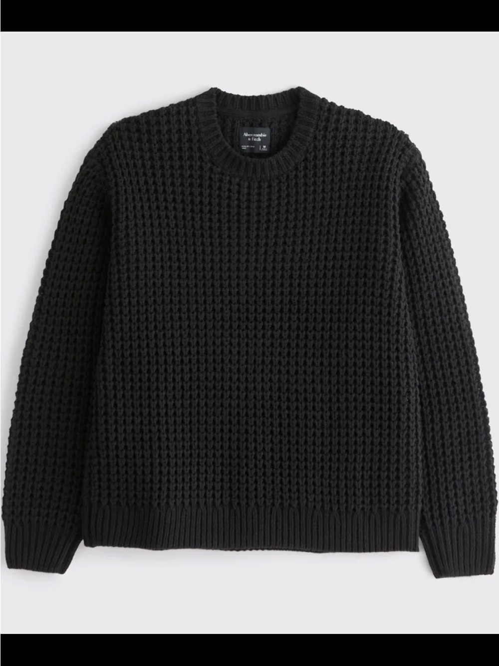 Abercrombie & Fitch Men’s Chunky Waffle Sweater Black Size Small